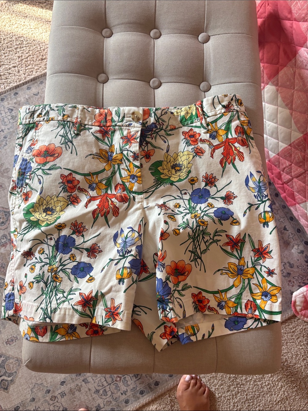 Talbots Cream Floral Bermuda Shorts with Multicolor Blooms 10P